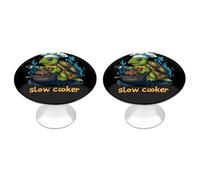 Slow Cooker Turtle Chef Drawer Pulls Handles Knobs Flat Black Cabinet Cup with Screw 2 Pack