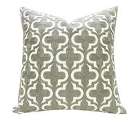 Slow Cow Embroidered Cushion Cover Grey Quatrefoil Throw Pillow Cover 18 x18 Inches