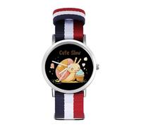 Slow Cute Snail Casual Nylon Braided Strap Watch Unisex Non-Scale Wristwatch Easy Read Analog Watches
