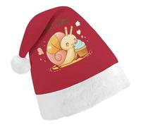 Slow Cute Snail Classic Christmas Santa Hat Unisex Printed Xmas Holiday Hats for New Year Festive Party