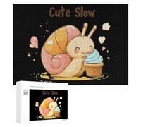Slow Cute Snail Funny Wooden Puzzle with Storage Box Adults Jigsaw Puzzles Challenge for Family Game Birthday Gift