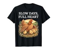 Slow Days Full Heart Cottagecore Chicken Graphic T-Shirt