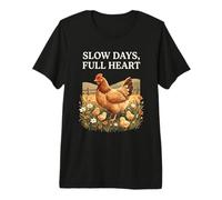 Slow Days Full Heart Cute Chicken Farm Cottagecore Cozy Premium T-Shirt