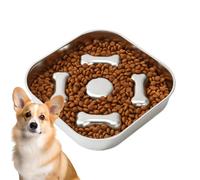 Slow Dog Food Bowl, Dog Slow Feeder Bowl, Cat Food Dish Stainless Steel, Anti-swallowing and Choking Slow Feeder to Improve the Eating Habits for Small, Medium, Large Dogs, Cats