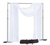 SLOW DOLPHIN 10x 10ft Pipe and Drap Backdrop Stand Kit,Heavy Duty Adjustable Frame Backdrop Stand for Event, Birthday Party, displays and Wedding Decoration