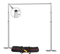 SLOW DOLPHIN 10x 8.6ft Pipe and Drap Backdrop Stand Kit,Heavy Duty Adjustable Frame Backdrop Stand for Event, Birthday Party, displays and Wedding Decoration