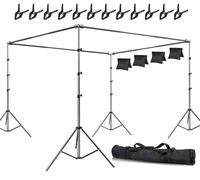 SLOW DOLPHIN Photo Studio Background Stand Support Kit Backdrop Stand, 40ft (Wide) x 8.5ft (Tall) Square Large Adjustable Backdrop Stand with Rotatable Connector, Carry Bag, Sand Bags Clamps.