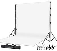 SLOW DOLPHIN Photo Video Studio 10 x12ft 100% Cotton White Muslin Backdrop with 10 x 10ft Stand Photography Background Support System Kit Clamp, Clips,Carry Bag