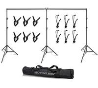SLOW DOLPHIN Photo Video Studio 20ft (Wide) x 10ft (Tall) Heavy Duty Adjustable Width & Length Photography Backdrop Stand Background Support System Kit with Spring Clamps, Backdrop Clips, Carry Bag