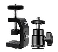 SLOW DOLPHIN Photography C Clamp with Tripod Head, Adjustable Aluminum Alloy Clamp for Desktop, 360° Mini Ball Head Mount Camera Hot Shoe with 1/4” Thread for DSLR Camera ,Monitor