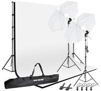 SLOW DOLPHIN Photography Photo Video Studio Background Stand Support Kit with Muslin Backdrop Kits (White Black),1050W 5500K Daylight Umbrella Lighting Kit