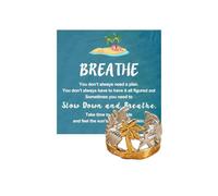 Slow Down And Breathe Ring And Bracelet, Two-Tone Ocean Beach Cuff Bangle & Open Ring, Inspirational Palm Tree Sea Style Jewelry Set for Women (Ring)