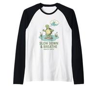 Slow Down Breathe Mindful Turtle Yoga Pose Mindfulness Zen Raglan Baseball Tee