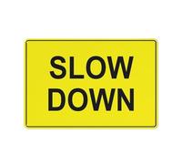 Slow Down Bright Yellow Sign 12 X 8 Inches Reflective Aluminum Metal Warning Signage With Symbol For Indoor Outdoor Use
