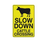 Slow Down Cattle Crossing Icon Sign 8X12 Inch Rust Free Aluminum Easy to Read & Sturdy Keep Out Outdoor Metal Signs for Home Farm Yard