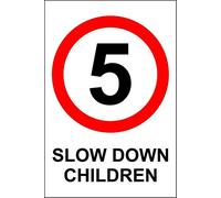 Slow down children 5 mph safety sign - 3mm Aluminium sign 300mm x 200mm
