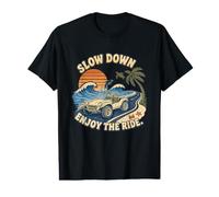 Slow Down Enjoy The Ride Retro Beach Road Trip Quote Value Graphic T-Shirt