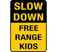 Slow Down Free Range Kids Sign Outdoor, Uv Printed Rust Free Aluminum 12 X 8 In,Yard Sign For Home, Business, Driveway Alert