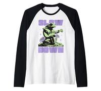 Slow Down Frog Playing Guitar Relax & Enjoy Your Life Raglan Baseball Tee