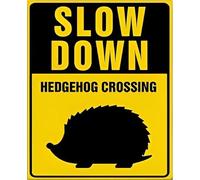 Slow Down - Hedgehog Crossing Sign, Hedgehog Aluminum Sign for Yard Street Road Garden Lawn, Funny Decor for Man Cave Garage Decor, 20x30 CM