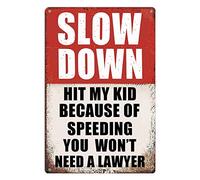 Slow Down Hit My Kid Signs Children At Play Safety Signs For Street Caution Warning Kids Playing Safety Tin Sign Speed Limit Crossing Guard Stop Children Playing Yard Road Visual Signal 8"x12"