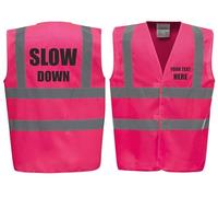 Slow Down - Horse Riding Equestrian Premium Pink Hi Vis Safety Vest Reflective Waistcoat Road Safety High Visibility, Can Personalise. (Pink, Small)