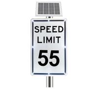 Slow Down Led Flashing Traffic Signs, Solar Speed Limit 5-95 MPH Sign, Reflective Film, IP65 Windproof, Aluminum Frame, for Downtown Street Traffic Speed Monitoring(55 Mph)