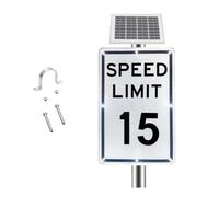 Slow Down Led Flashing Traffic Signs, Solar Speed Limit 5-95 MPH Sign, Reflective Film, IP65 Windproof, Aluminum Frame, for Downtown Street Traffic Speed Monitoring(15 Mph)