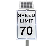Slow Down Led Flashing Traffic Signs, Solar Speed Limit 5-95 MPH Sign, Reflective Film, IP65 Windproof, Aluminum Frame, for Downtown Street Traffic Speed Monitoring(70 Mph)