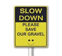 Slow Down Please Save Our Gravel Advisory Sign for Yard With Stake 20X30 CM Sturdy Aluminum Sign, Weatherproof and Fade Resistant, Easy to Mount, Outdoor Use