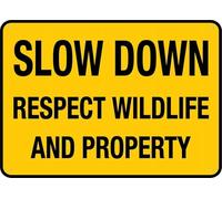 Slow Down Respect Wildlife And Property Warning Tin Sign Home Kitchen Farm Garden Garage Wall Decor 12X8Inch