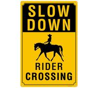Slow Down - Rider Crossing Sign, Durable Aluminum, Rust - Resistant, Easy to Install, Ideal for Streets, Driveways, Wall Art Outdoor Decor 8"x12"