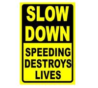 Slow Down Sign 12x8 Inch Tin Metal for Outdoor - Traffic Signs with Reflective 15 MPH Speed Limit, Durable Road Signs Metal for Street Safety