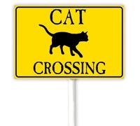 Slow Down Sign, Cat Crossing Yard Sign with Stakes for Home Farm Decor Outdoor Street Slow Warning Signs 30x20 CM Sturdy Aluminum Rust Free Easy Install