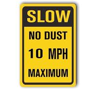 Slow Down Sign, Slow Yard Signs,Please Slow Down "No Dust 10 Mph Maximum" Metal Aluminum Sign 12x16 Inch