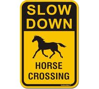 Slow Down Signs Horse Crossing Sign 8x12 Inch Vintage Metal Sign Aluminum Sign Street Yard Warning Signs