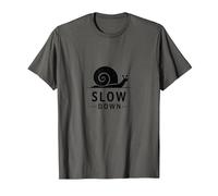 Slow Down Snail Art: Mindful Life Inspirational T-Shirt, Men, Asphalt Grey, XX-Large