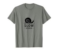 Slow Down Snail Art: Mindful Life Inspirational T-Shirt, Men, Olive Heather, Small