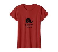 Slow Down Snail Art: Mindful Life Inspirational T-Shirt, Women, Cranberry Red, X-Large