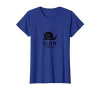 Slow Down Snail Art: Mindful Life Inspirational T-Shirt, Women, Royal Blue, Medium