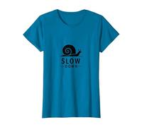 Slow Down Snail Art: Mindful Life Inspirational T-Shirt, Women, Sapphire Blue, 3X-Large