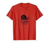 Slow Down Snail Art: Mindful Living Inspirational T-Shirt, Men, Red, 3XL