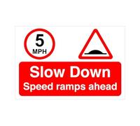 Slow down speed ramps ahead- 1.2mm Rigid plastic high-visibility and durability for indoor/outdoor usage (400mm x 300mm) Ensures Safety Within 14m Viewing Distance.