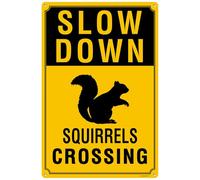 Slow Down - Squirrels Crossing Sign, Durable Aluminum, Rust - Resistant, Easy to Install, Ideal for Streets, Driveways, Wall Art Outdoor Decor 8"x12"