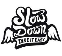 Slow Down, Take it Easy- Die Cut Vinyl Decal for Cars, Trucks, Motorcycles, Vans, Laptops, ToolBoxes, Windows, Mobiles, etc (Gold, 4x4)