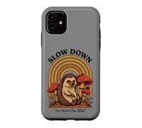 Slow Down The World Can Wait - Retro Hedgehog Mushroom Case for iPhone 11