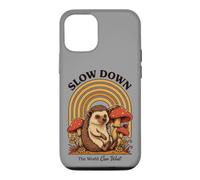 Slow Down The World Can Wait - Retro Hedgehog Mushroom Case for iPhone 12/12 Pro