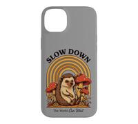Slow Down The World Can Wait - Retro Hedgehog Mushroom Case for iPhone 14 Plus