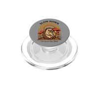 Slow Down The World Can Wait - Retro Hedgehog Mushroom PopSockets PopGrip for MagSafe