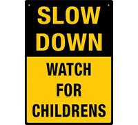 Slow Down Watch For Childrens 12”X8” Metal Signs Aluminum Sign Pre-Drilled Holes For Easy Mounting Indoor Or Outdoor Use For Fence Door Or Gate